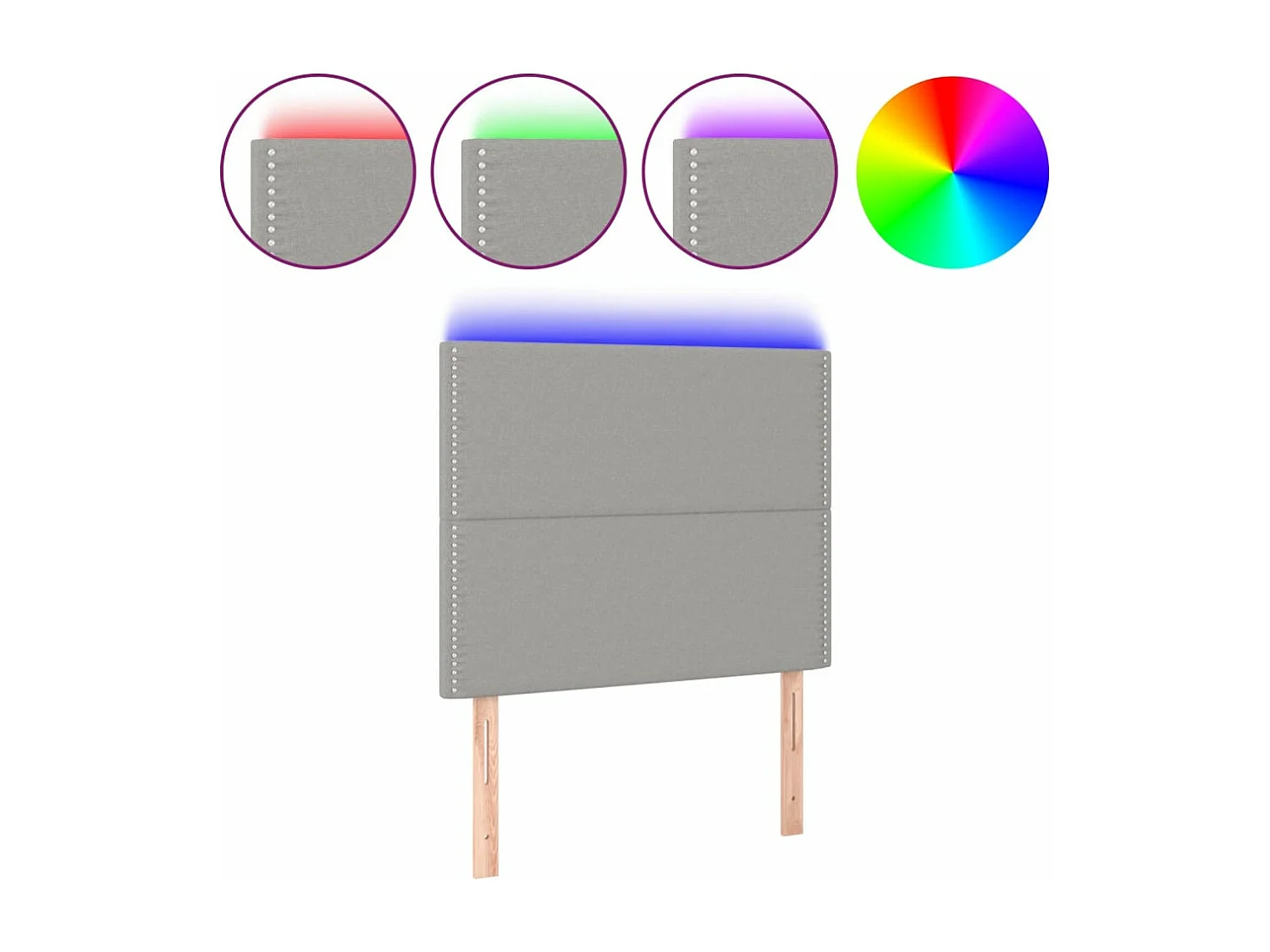 Tête de lit à LED Gris clair 90x5x118/128 cm Tissu QED37014