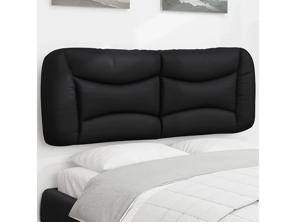 Almofadão de cabeceira 140 cm couro artificial preto PT334956