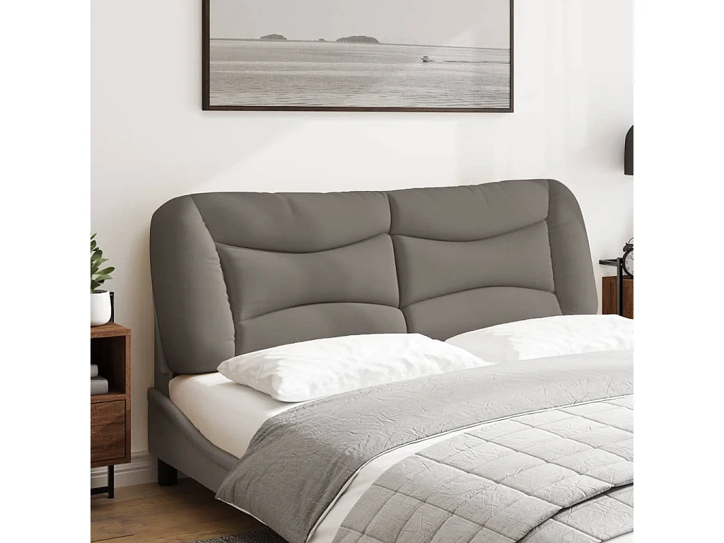 Cabecero de cama acolchado tela gris taupé 160 cm ES11999