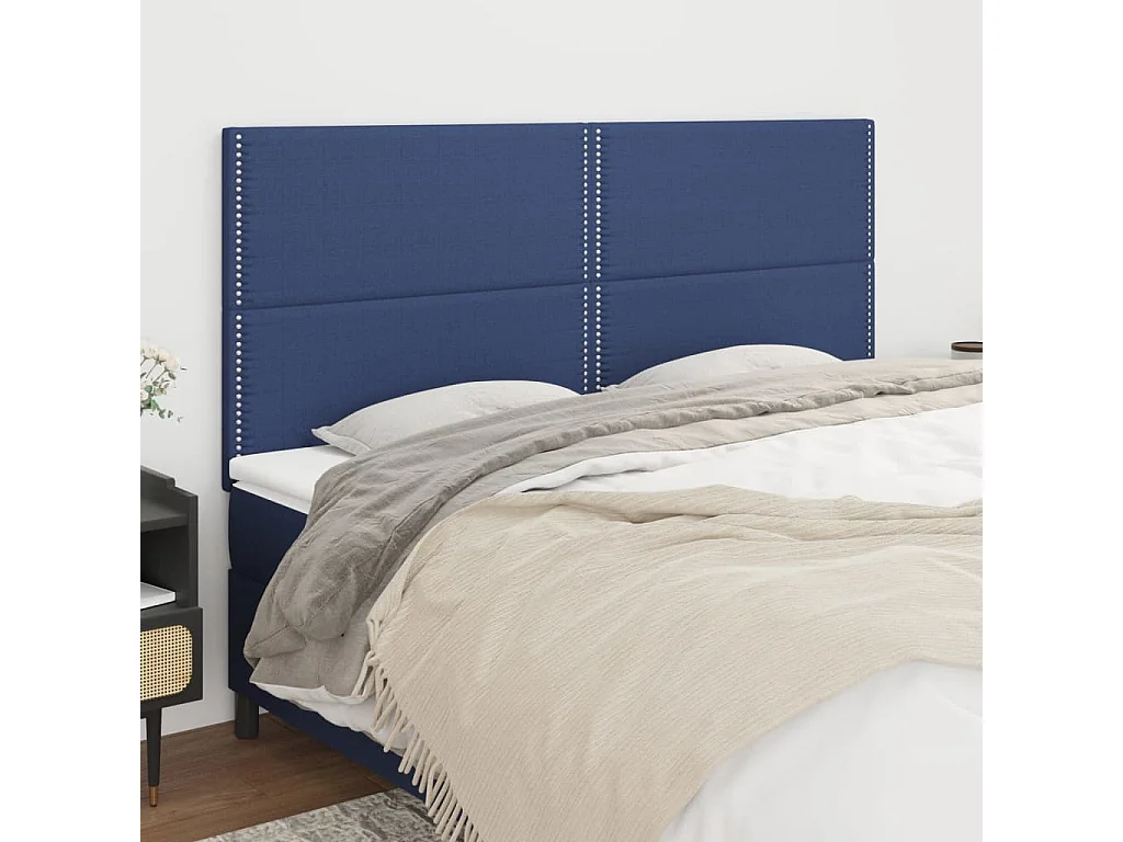 Têtes de lit 4 pcs Bleu 90x5x78/88 cm Tissu QED16737
