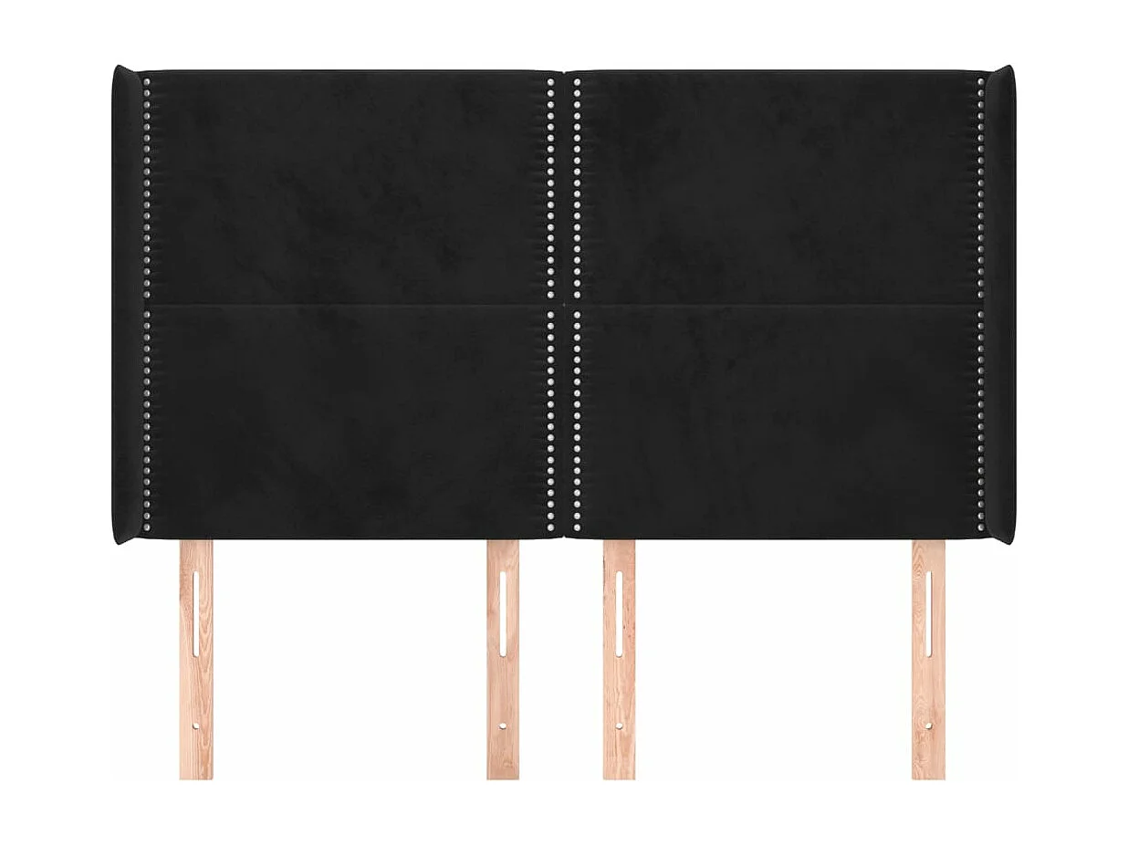 Tête de lit avec oreilles Noir 147x16x118/128 cm Velours QED96927