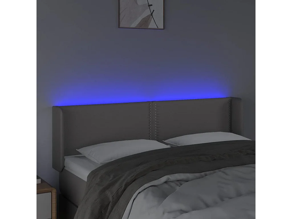 Testiera | Testata del letto a LED Grigio 147x16x78/88 cm in Similpelle