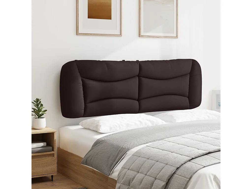 Cabecero de cama acolchado tela marrón oscuro 160 cm ES52536