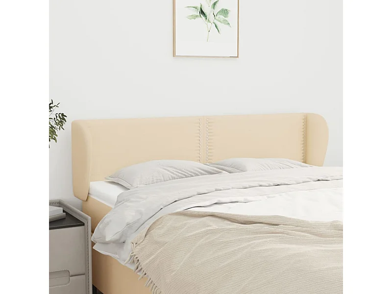 Cabeceira de cama c/ abas tecido 147x23x78/88 cm creme PT693744