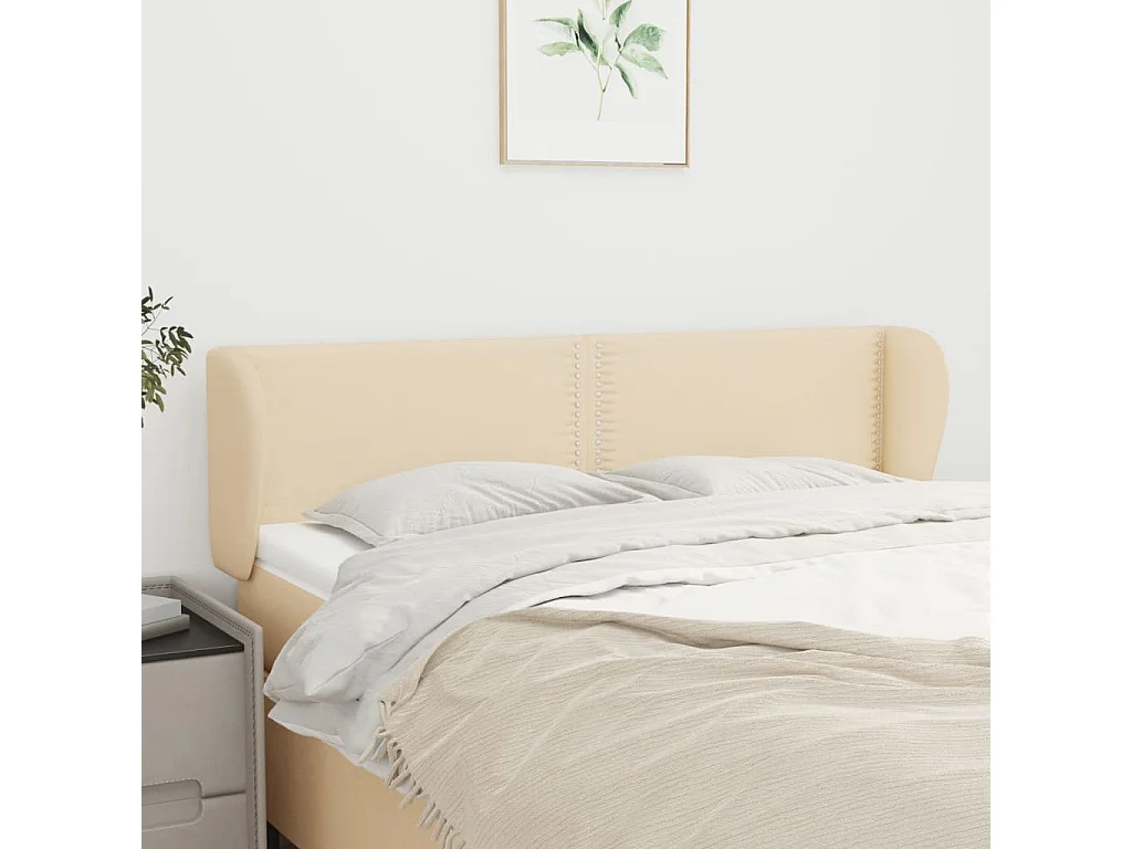 Tête de lit avec oreilles Crème 147x23x78/88 cm Tissu QED42574
