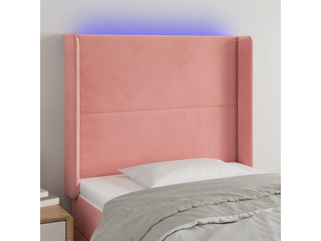 Testiera | Testata del letto a LED rosa 83x16x118/128 cm in Velluto