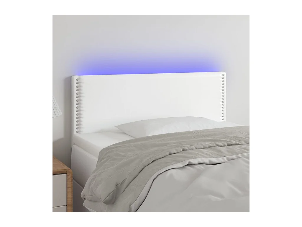 Testiera | Testata del letto Bianca a LED 90x5x78/88 cm in Similpelle