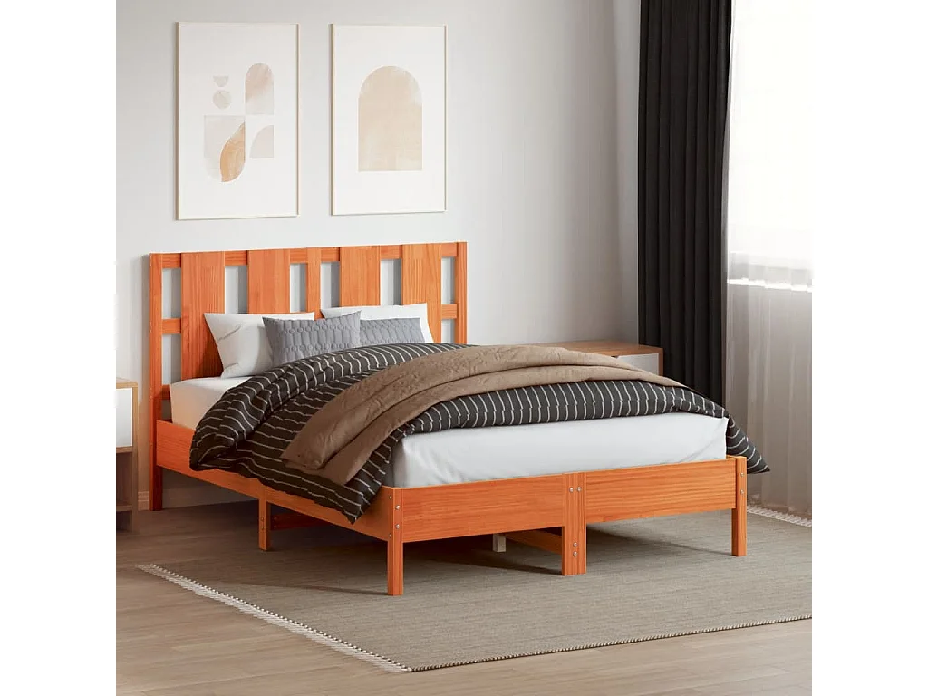 Tête de lit cire marron 135 cm bois massif de pin QED78769