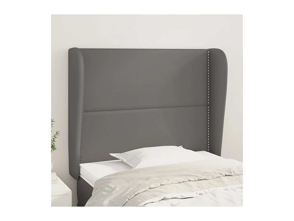 Tête de lit avec oreilles Gris 103x23x118/128 cm Similicuir QED95167