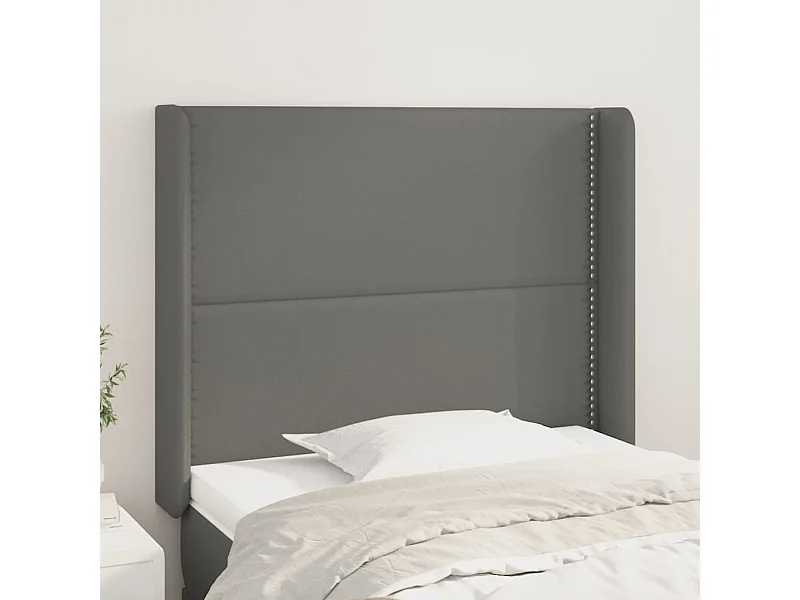 Tête de lit avec oreilles Gris 103x16x118/128 cm Similicuir QED75020