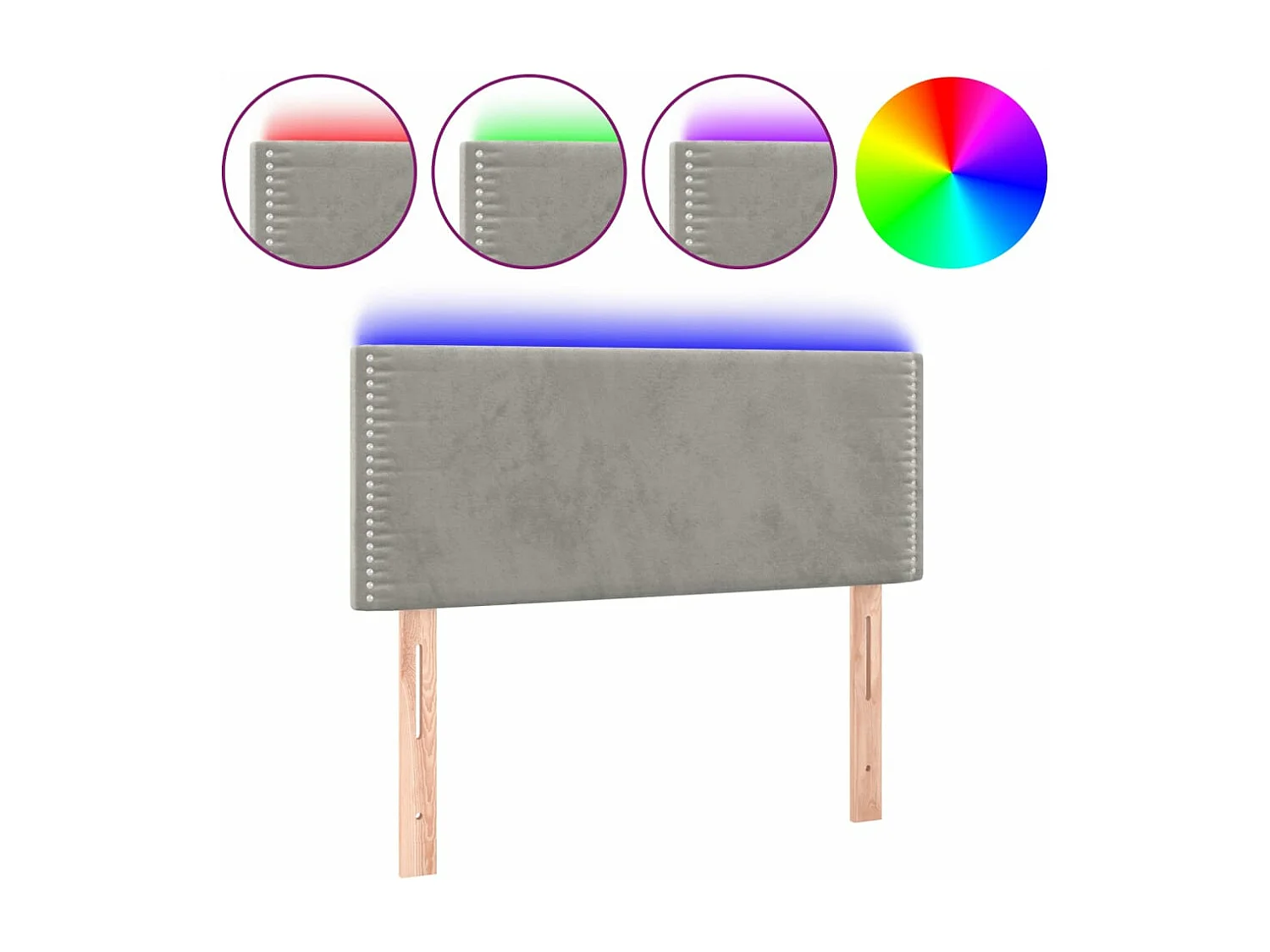 Testiera | Testata del letto a LED Grigio Chiaro 100x5x78/88 cm in Velluto