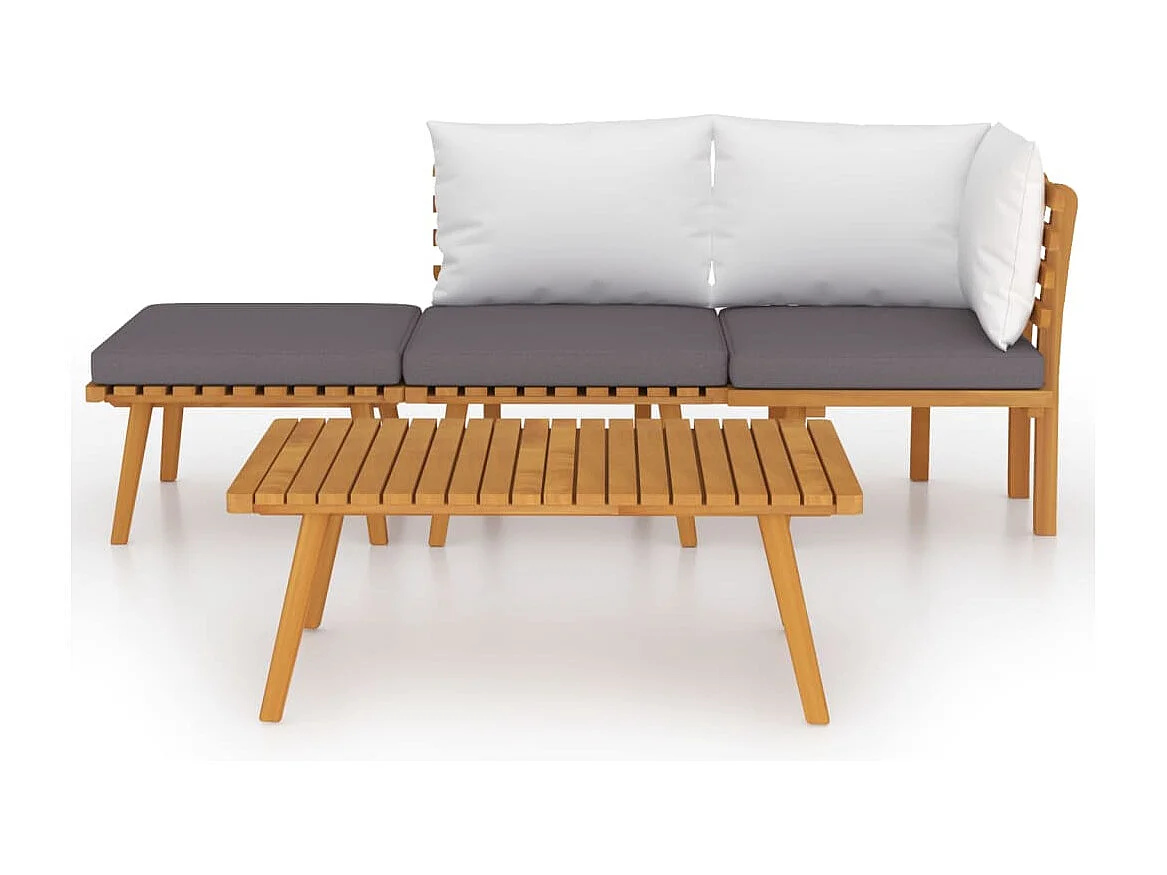 Salon de jardin 4 pcs avec coussins Bois d'acacia solide BE92064