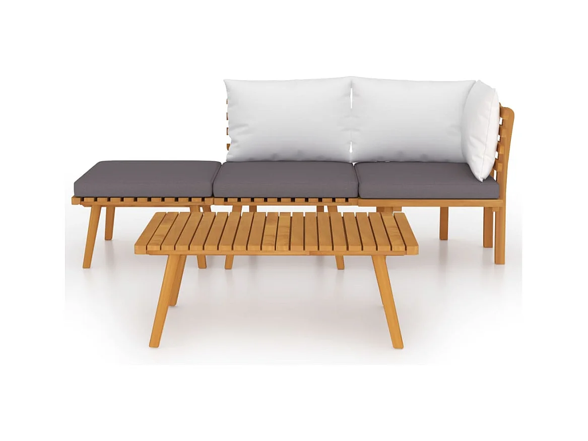 4-tlg. Garten-Sitzgruppe: Sofa + Tisch | Garten-Lounge-Set mit Kissen Massivholz Akazie -GKD455437