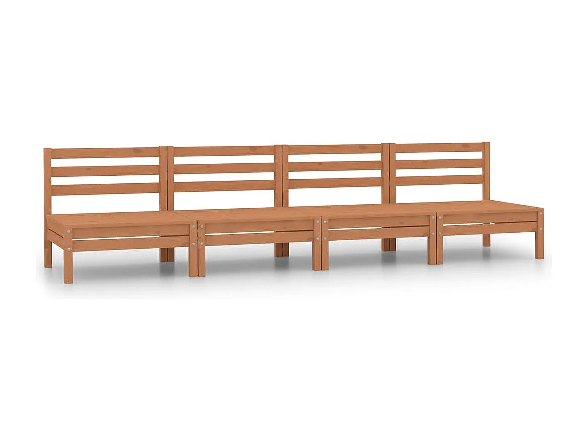 Salon de jardin 4 pcs Marron miel Bois de pin massif BE16707