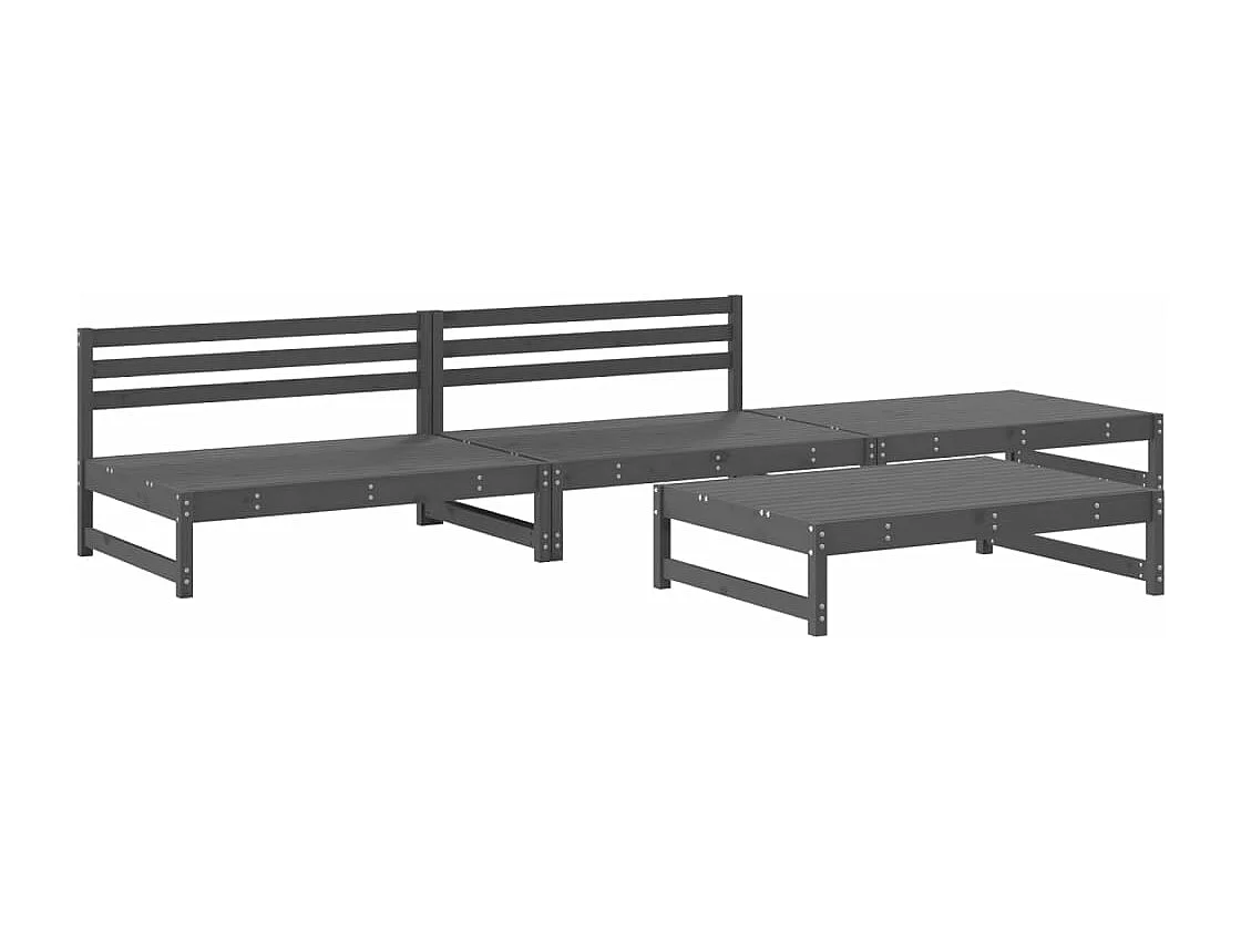 4 pcs conjunto lounge de jardim madeira de pinho maciça cinza PT61764