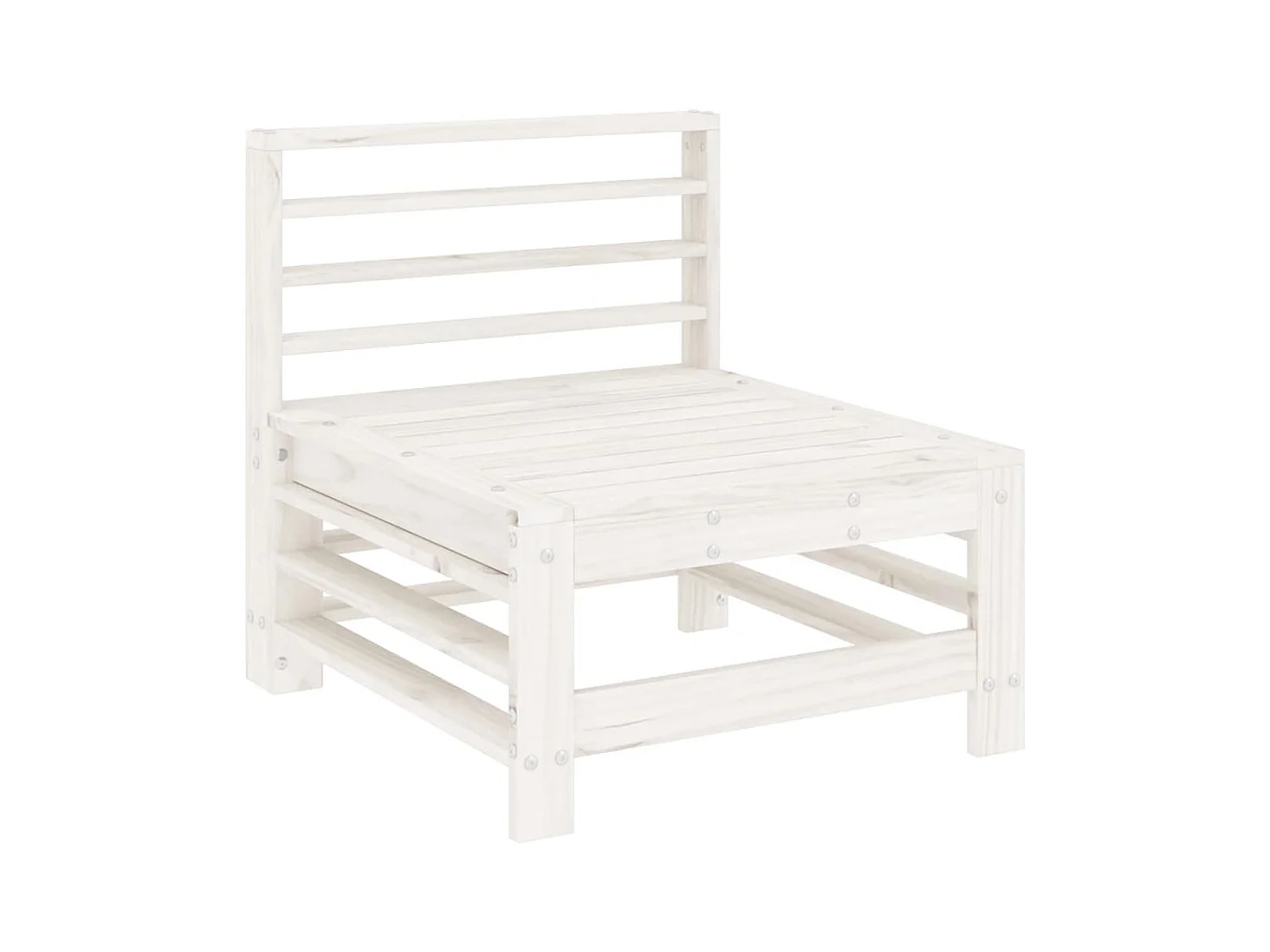 4-tlg. Garten-Sitzgruppe: Sofa + Tisch | Garten-Lounge-Set Weiß Massivholz Kiefer -GKD333667