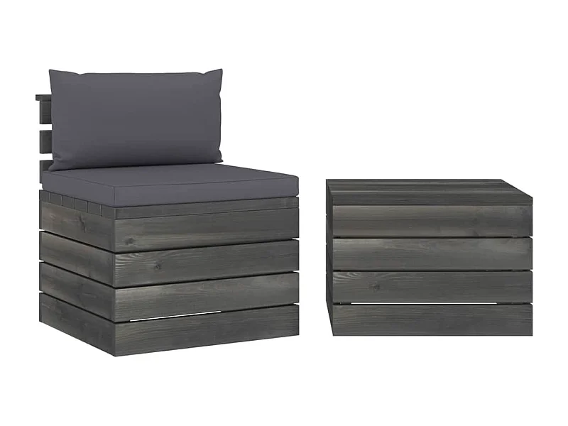 2 pzas Salón de jardín palets cojines madera de pino ES51631