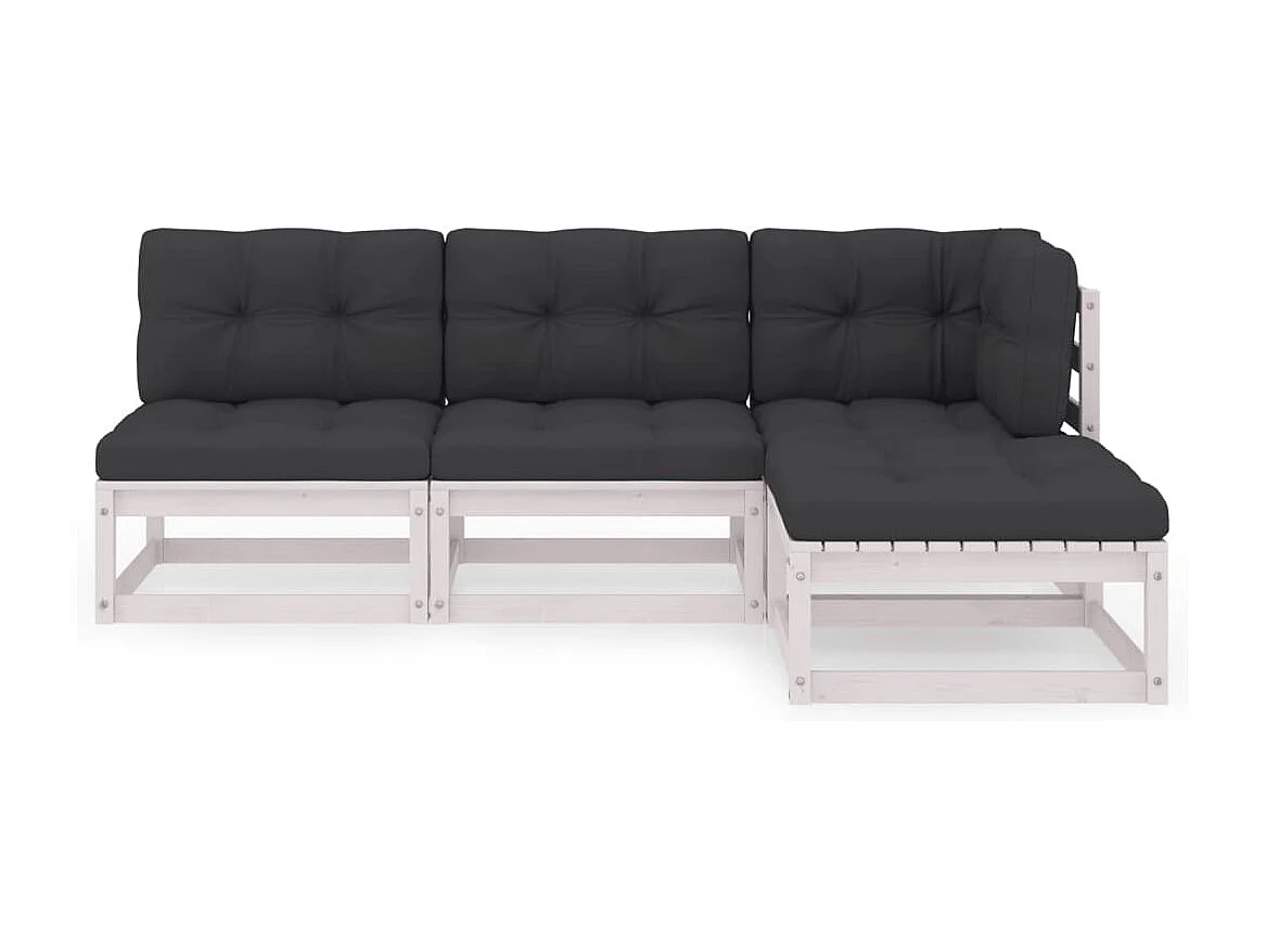 Salon de jardin 4 pcs avec coussins Bois de pin massif BE98027