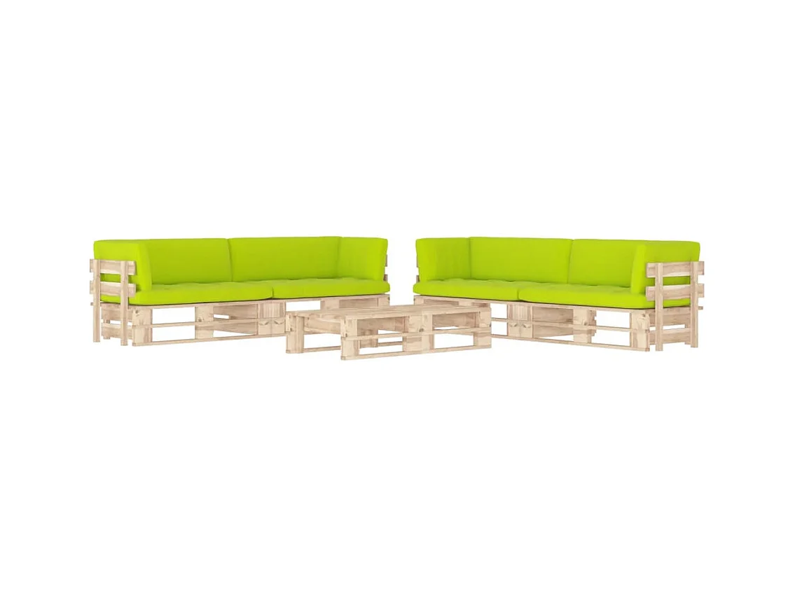 6-delige Loungeset pallet met kussens geïmpregneerd grenenhout NL65460
