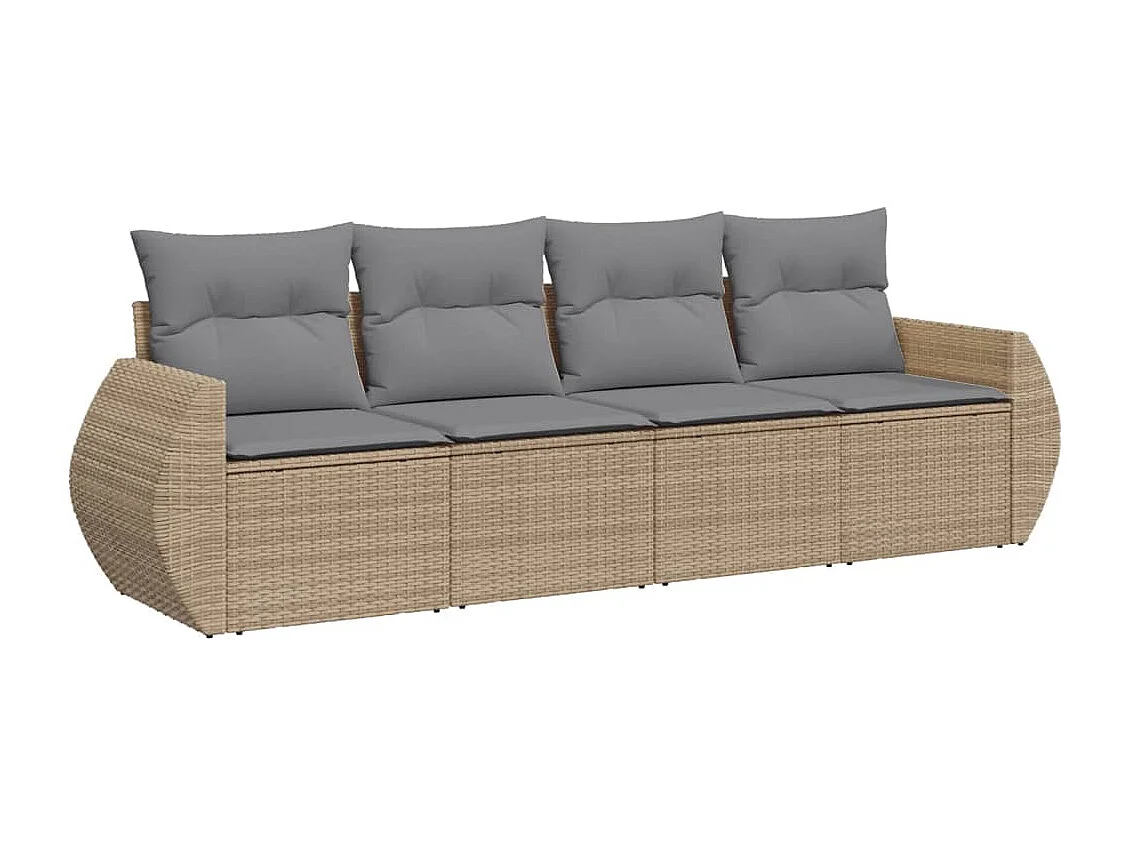 4-tlg. Garten-Sofagarnitur,Gartenmöbel-Set mit Kissen Beige Poly Rattan -gkd760635