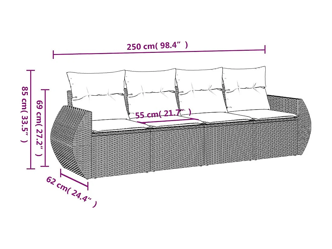4-tlg. Garten-Sofagarnitur,Gartenmöbel-Set mit Kissen Beige Poly Rattan -gkd760635