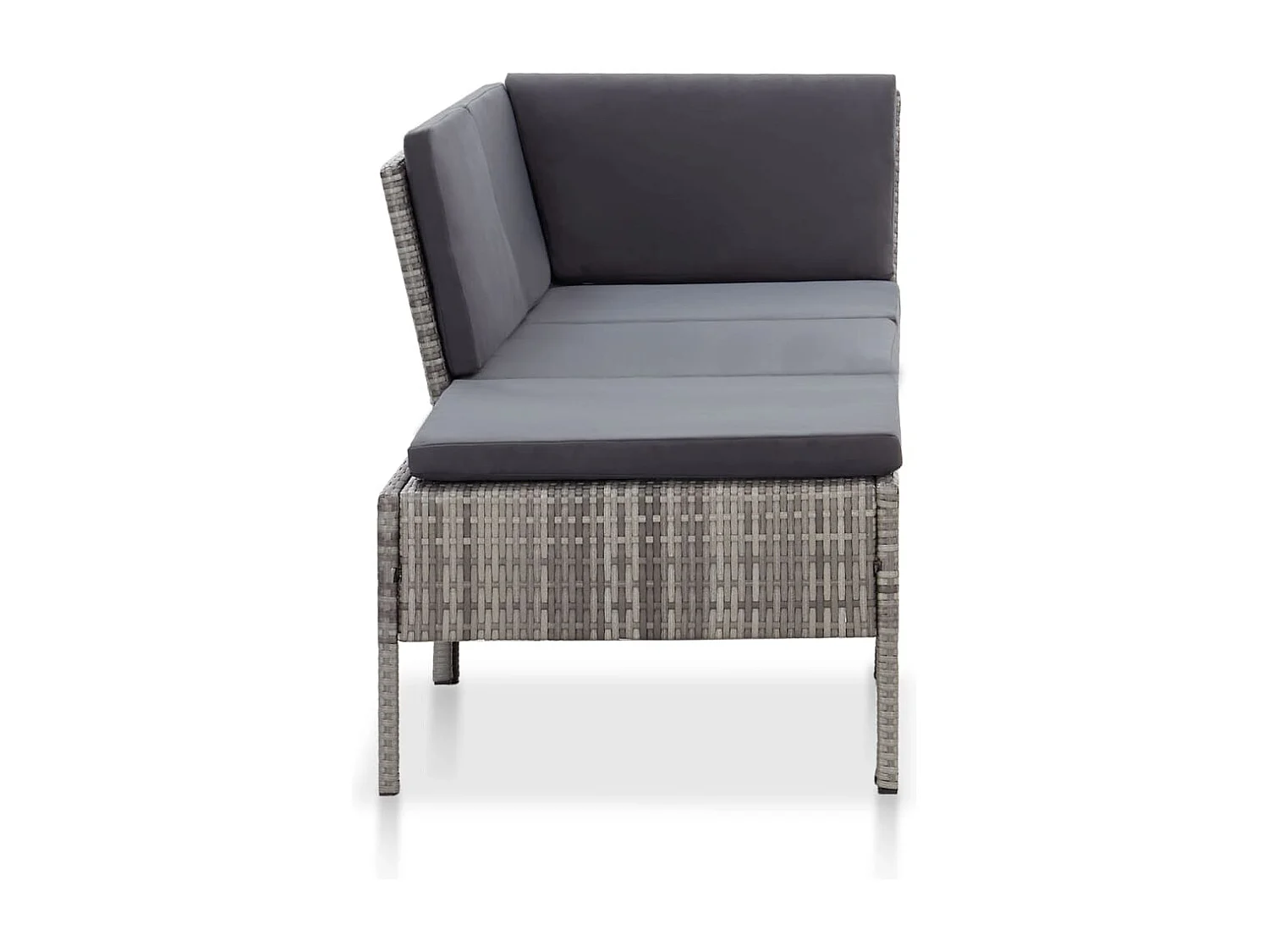 3-tlg. Garten-Sitzgruppe | Garten-Lounge-Set mit Auflagen Poly Rattan Grau -GKD837514