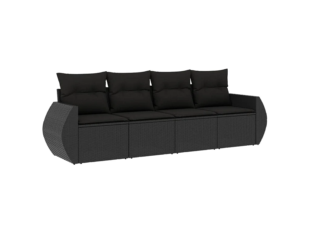 4-delige Loungeset met kussens poly rattan zwart NL44691