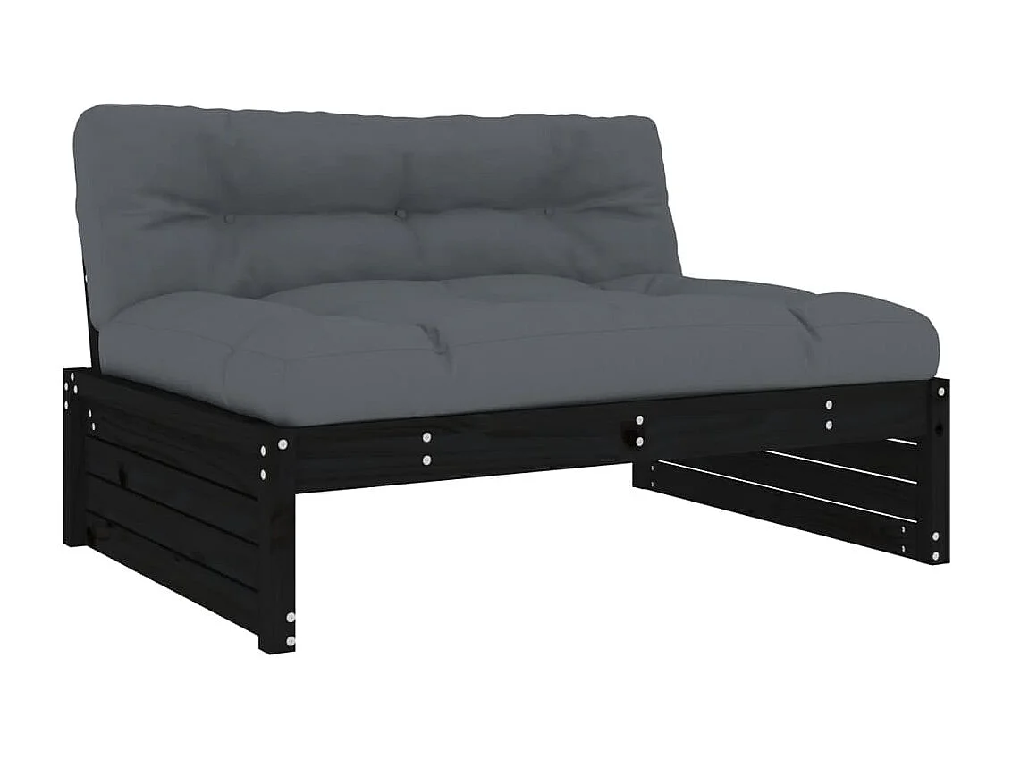 2-tlg. Garten-Sitzgruppe: Sofa + Tisch | Garten-Lounge-Set mit Kissen Schwarz Massivholz -GKD996242
