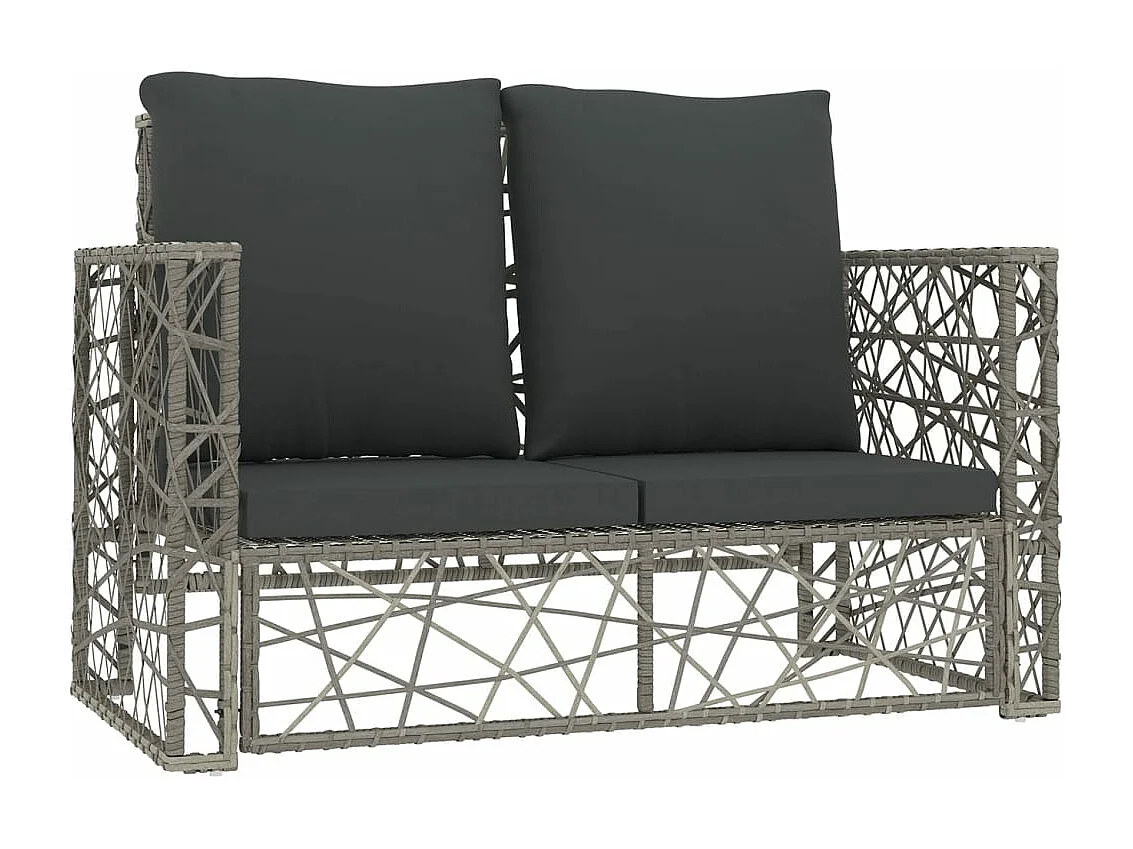 Salon de jardin 2 pcs avec coussins Résine tressée Gris BE50555