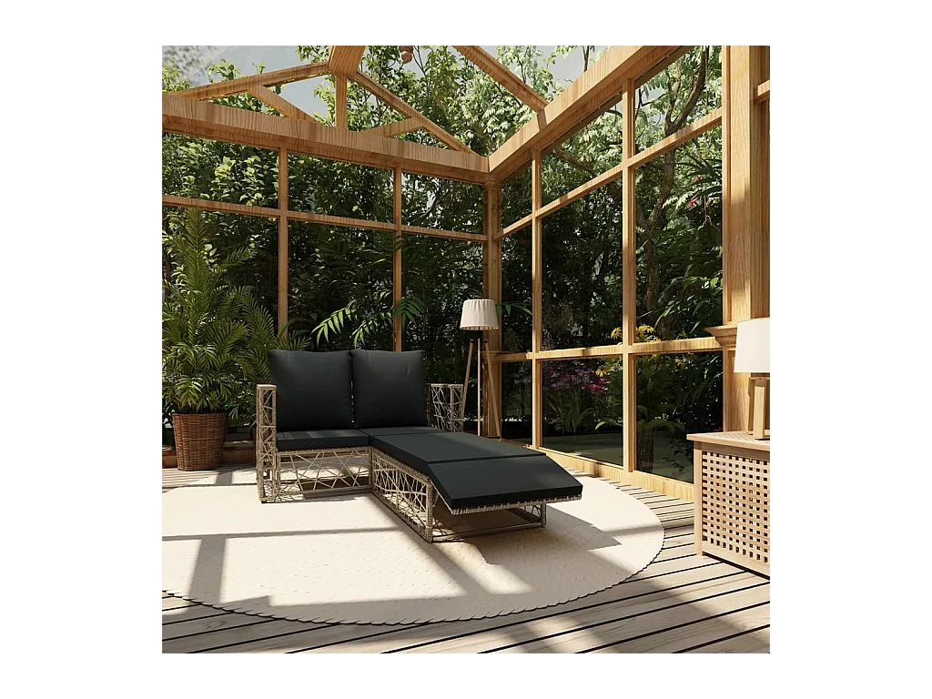 2-tlg. Garten-Sitzgruppe | Garten-Lounge-Set mit Auflagen Poly Rattan Grau -GKD501000