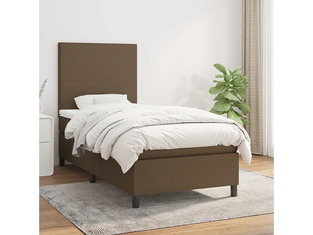 Boxspringbett mit Matratze,Bett für Schlafzimmer Dunkelbraun 100x200 cm Stoff -CFW54663