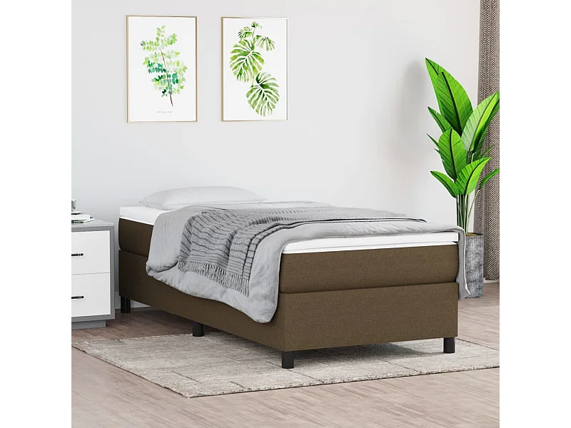Ensemble complet boxspring - 90x190 cm + Sommier à lattes de lit + matelas Marron foncé  FR17182