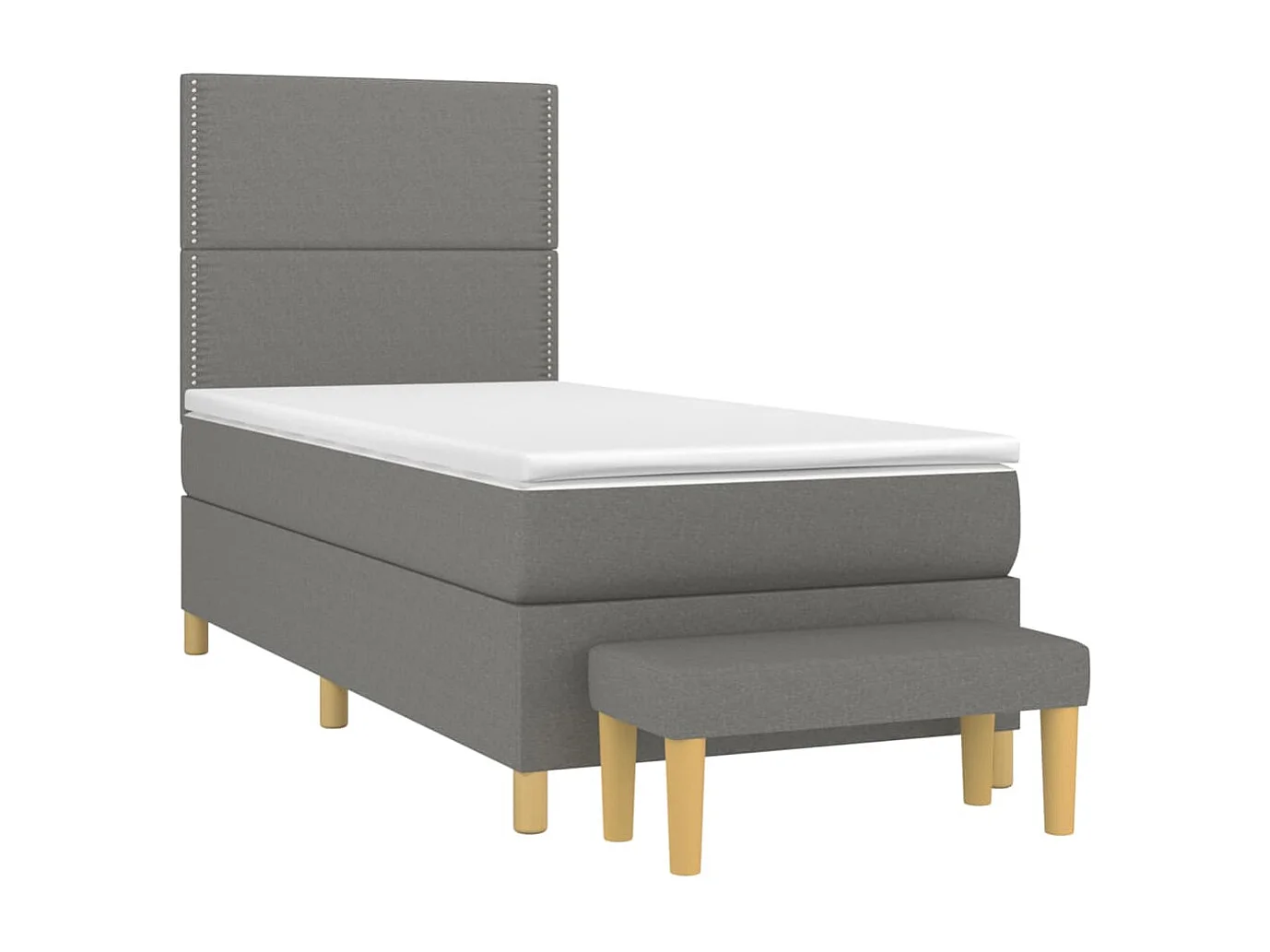 Cama continental com molas+ colchão 90x190 cm tecido cinza-escuro PT221799