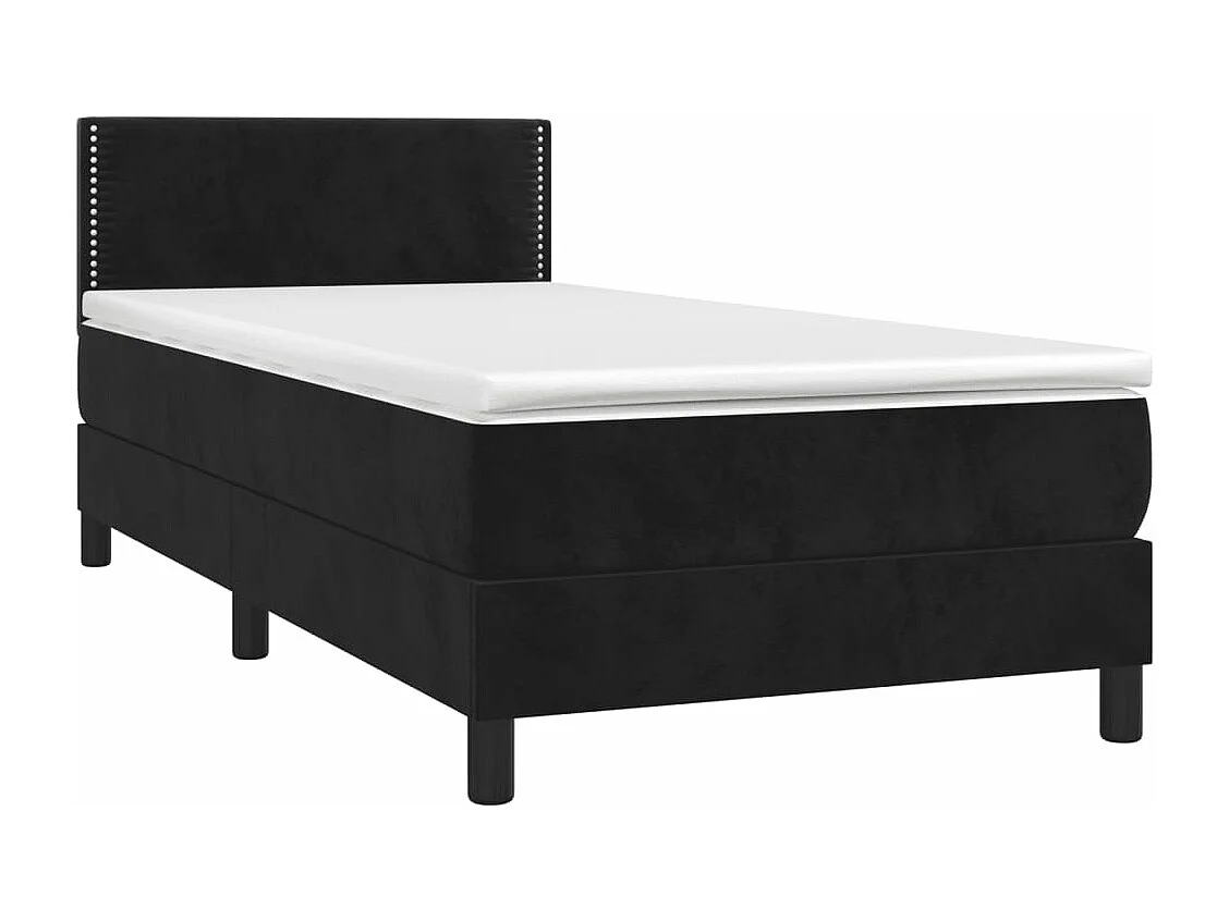Cama continental com molas+ colchão 90x200 cm veludo preto PT771495
