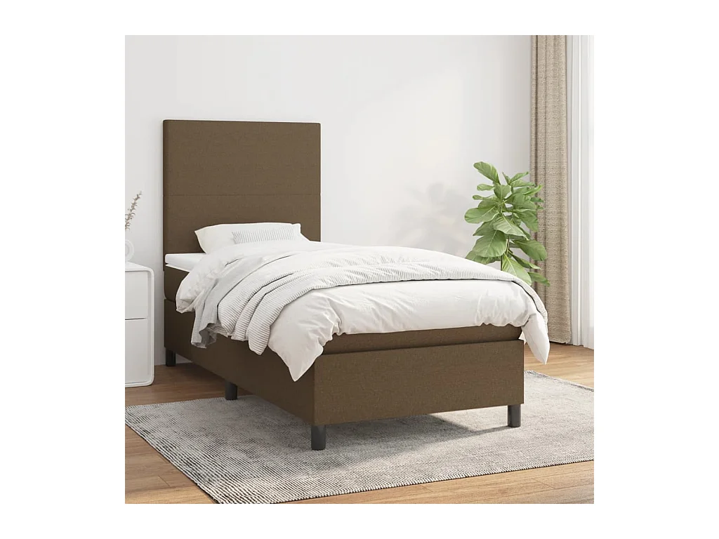 Cama continental com molas+ colchão 90x190 cm tecido castanho-escuro PT484039