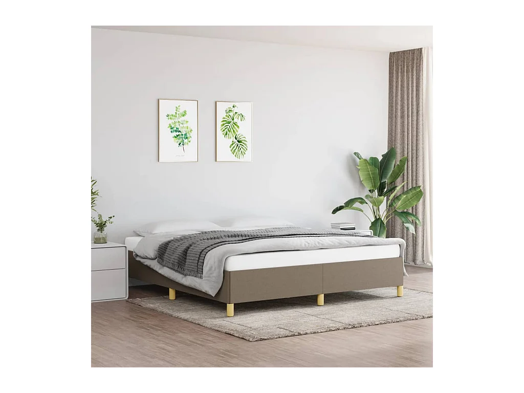 Lit-160x200 cm et Sommier à lattes de lit Taupe Tissu HOQW60218