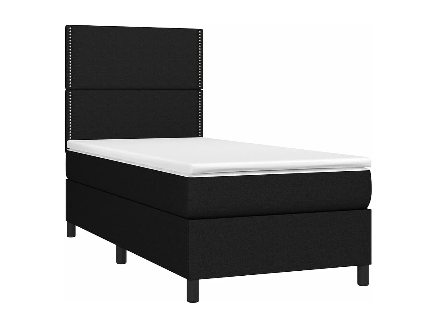 Cama continental c/ colchão e LED 100x200 cm tecido preto PT295697
