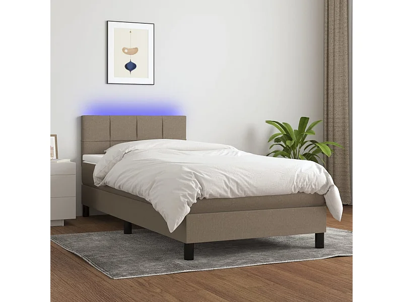 LED-Boxspringbett mit Matratze,Bett für Schlafzimmer Taupe 80x200 cm Stoff -CFW33346