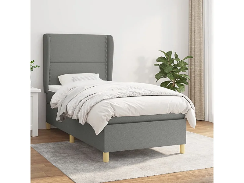 Cama continental com molas+ colchão 90x190 cm tecido cinza-escuro PT400836