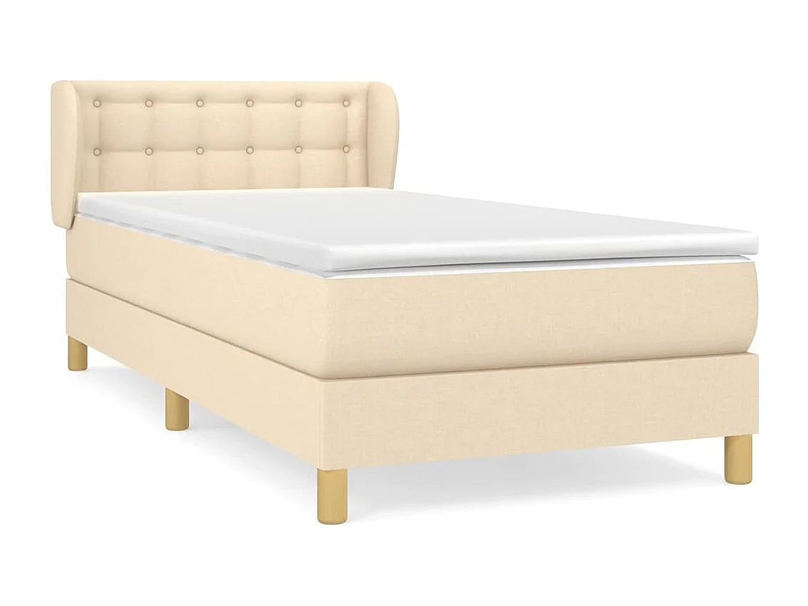 Conjunto Boxspring - 80x200 cm + Somieres + colchón tela color crema ES45857