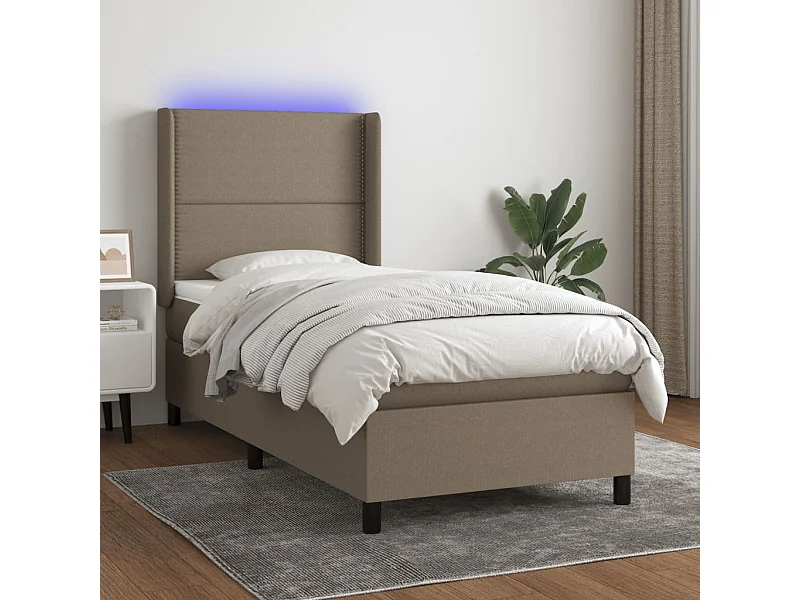 Cama continental + colchão/LED 90x190cm tecido cinza-acastanhado PT976805