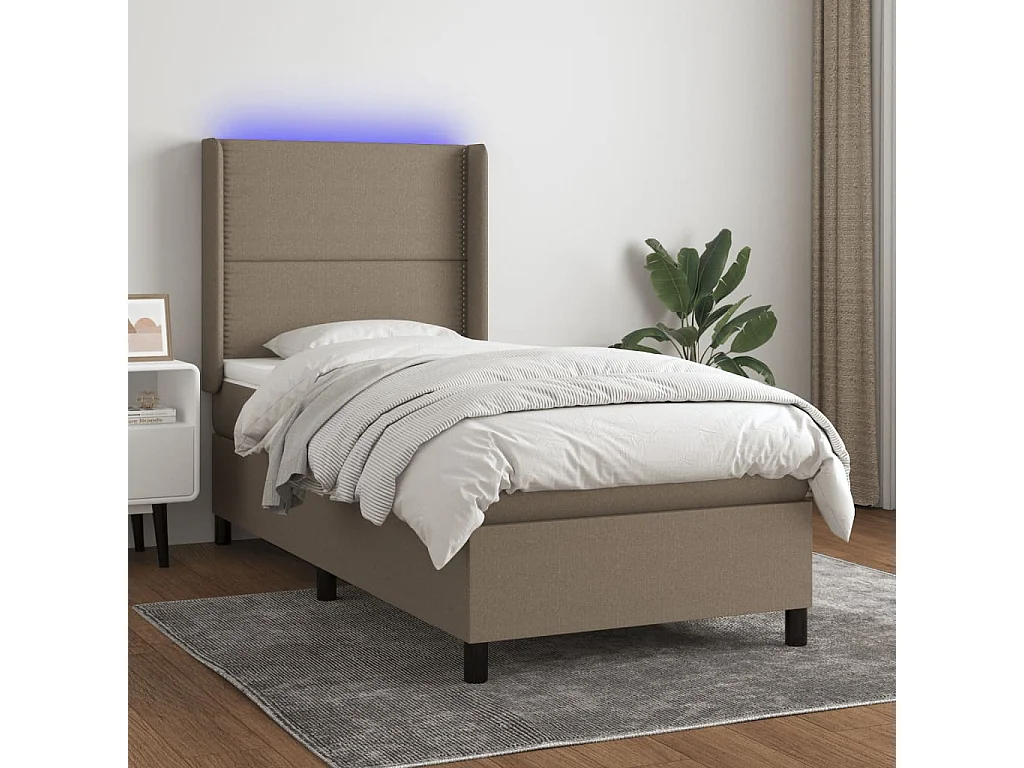 Cama continental + colchão/LED 90x190cm tecido cinza-acastanhado PT976805