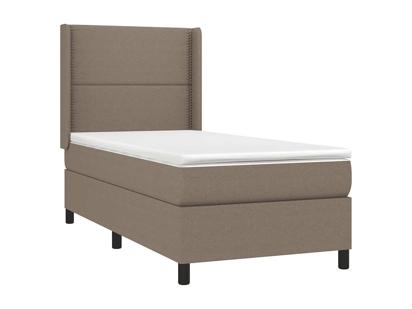 Conjunto Boxspring - 90x190 cm + Somieres + colchón + luces LED tela gris taupe ES44995
