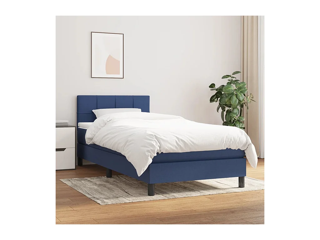Ensemble complet boxspring - 80x200 cm + Sommier à lattes de lit + matelas Bleu Tissu FR38242