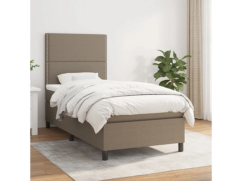 Cama continental com molas+ colchão 90x190 cm tecido castanho-acinzentado PT525539