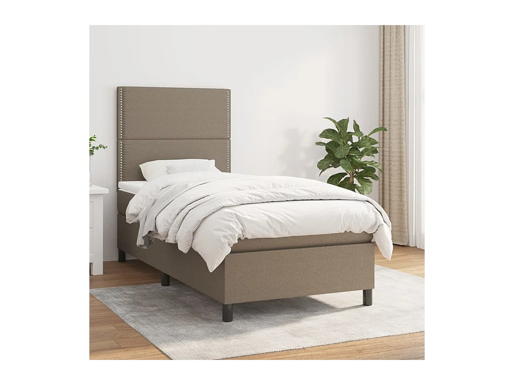 Conjunto Boxspring - 90x190 cm + Somieres + colchón tela gris taupe ES45325