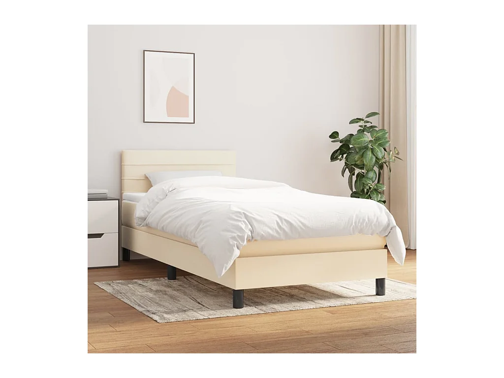 Ensemble complet boxspring - 90x190 cm + Sommier à lattes de lit + matelas Crème Tissu FR70025