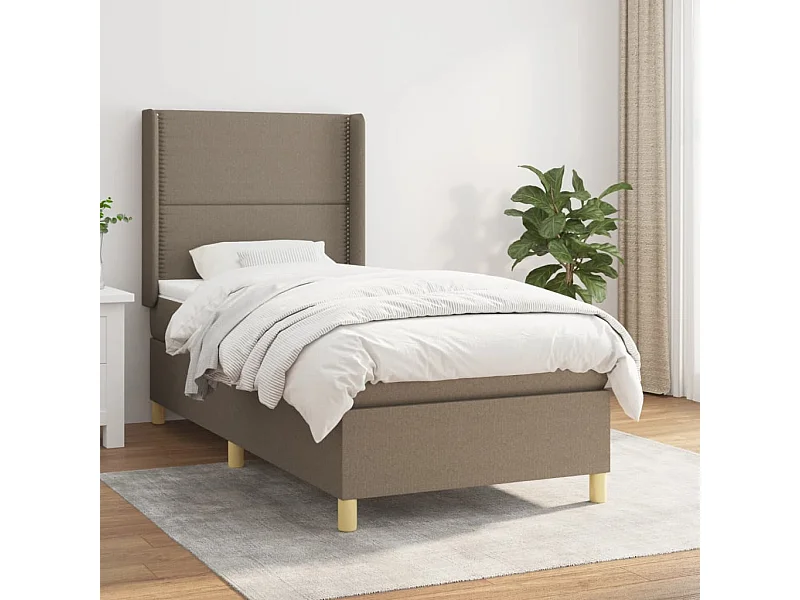 Cama continental com molas+ colchão 90x190 cm tecido castanho-acinzentado PT226080