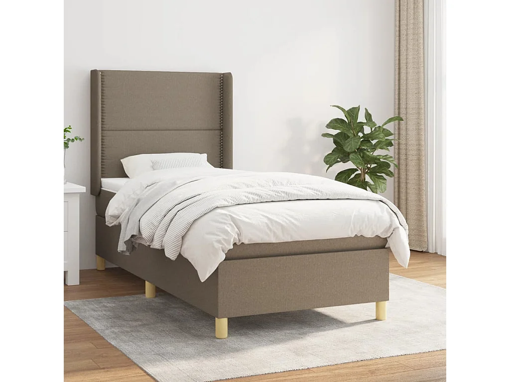 Cama continental com molas+ colchão 90x190 cm tecido castanho-acinzentado PT226080