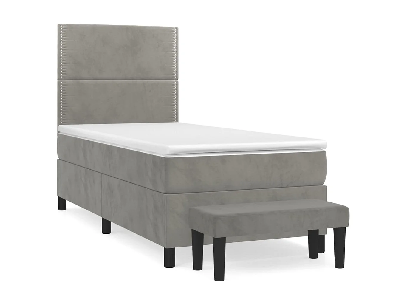 Conjunto Boxspring - 80x200 cm + Somieres + colchón terciopelo gris claro ES43844